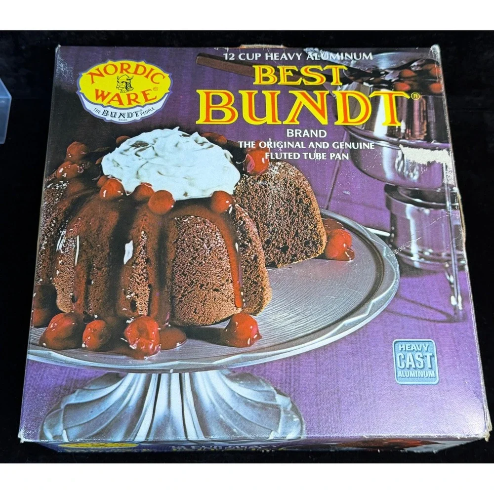 Nordic Ware Best Bundt Fluted Tube Pan-12 Cup, Poppy Orange, Cast Aluminum w/BOX
